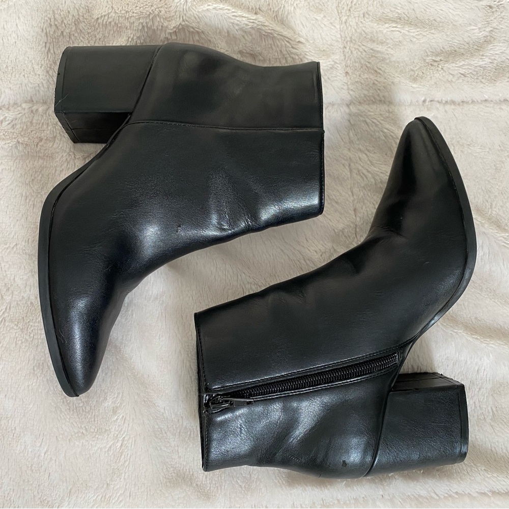 Black Leather Ankle Booties